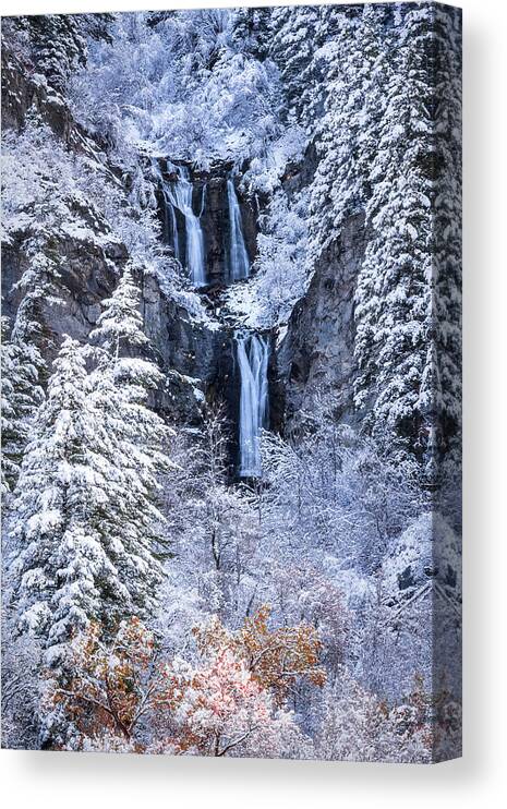 Upper. Falls Canvas Print featuring the photograph Upper Falls Snow by Wasatch Light