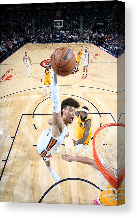 Jaxson Hayes Canvas Print featuring the photograph Utah Jazz v New Orleans Pelicans by Layne Murdoch Jr.