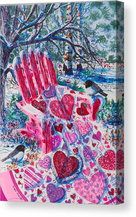 Valentine Canvas Print featuring the painting Valentine Hearts by Diane Phalen
