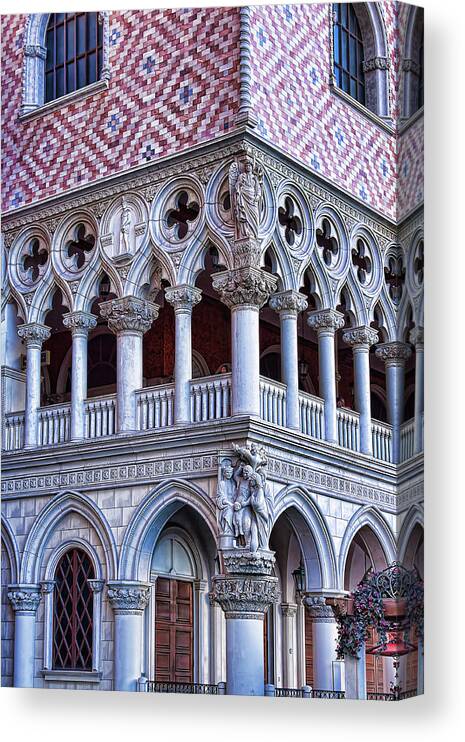 Venetian Palazzo Canvas Print featuring the photograph Venetian Palazzo architectural detail, Las Vegas by Tatiana Travelways