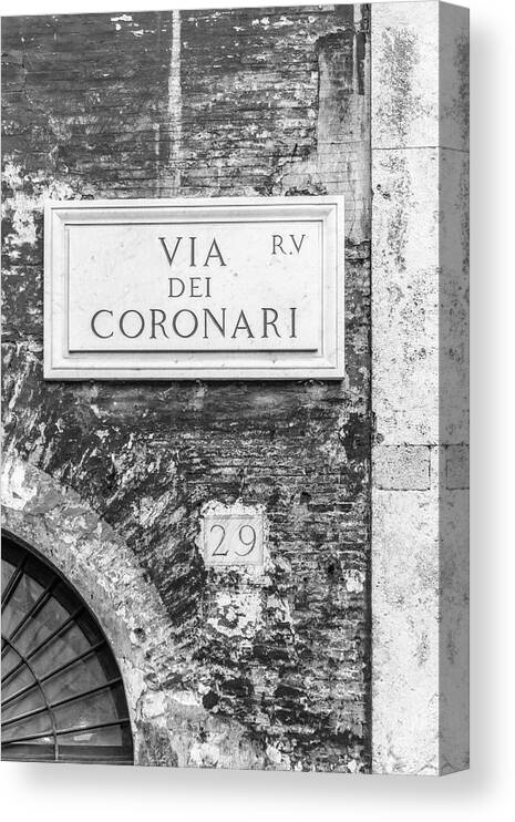 Alan Copson Canvas Print featuring the photograph Via dei Coronari - Rome by Alan Copson