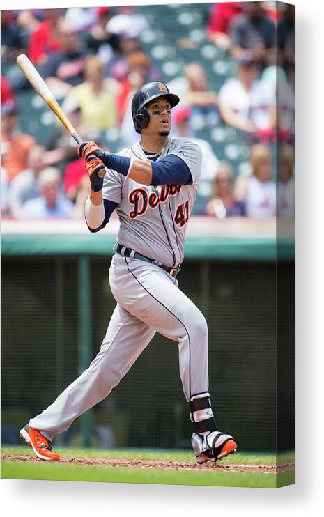American League Baseball Canvas Print featuring the photograph Victor Martinez by Jason Miller