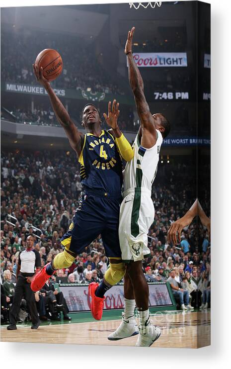 Nba Pro Basketball Canvas Print featuring the photograph Victor Oladipo by Gary Dineen