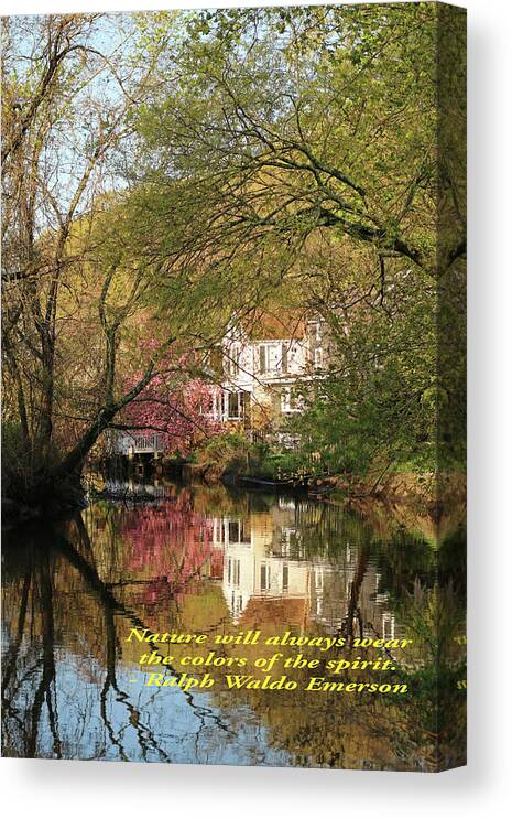 2019 Spring Tappan & Piermont Canvas Print featuring the photograph View across the pond Inspirational by Laurie Lago Rispoli