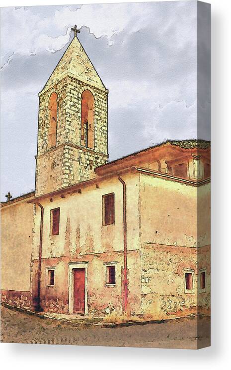 Italy Canvas Print featuring the digital art Villa Church by John Vincent Palozzi