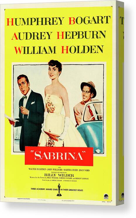 Sabrina Canvas Print featuring the mixed media Vintage Movie Poster - Sabrina 1954 by Mountain Dreams