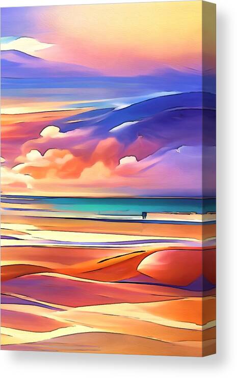  Canvas Print featuring the digital art Warm Sandy Beach by Michelle Hoffmann