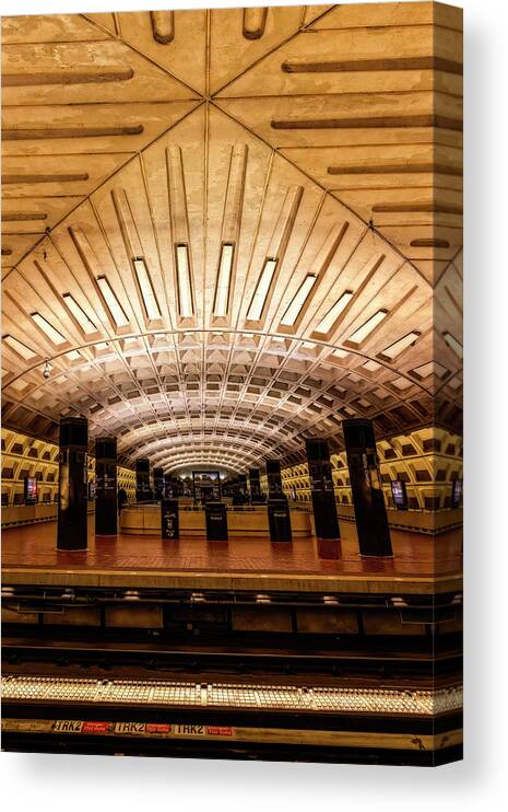 Metro Canvas Print featuring the photograph Washington Metro DC Station by Susan Candelario