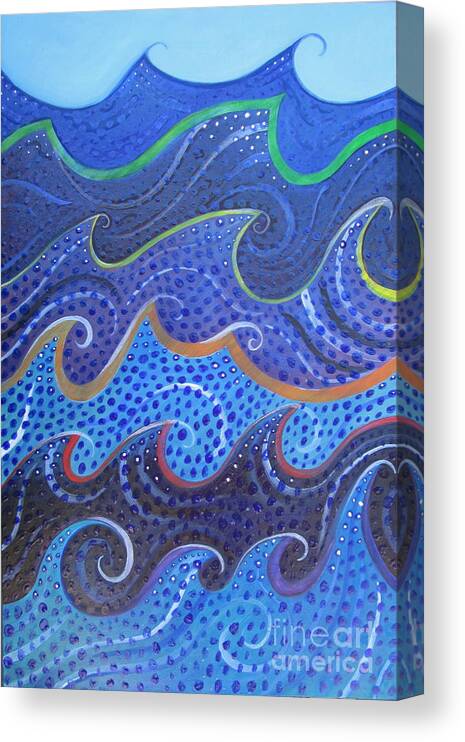 Waves And Swirls Canvas Print featuring the painting Waves and Swirls by Helena Tiainen