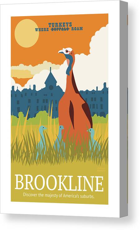 Brookline Canvas Print featuring the digital art Where the Turkeys Roam by Caroline Barnes