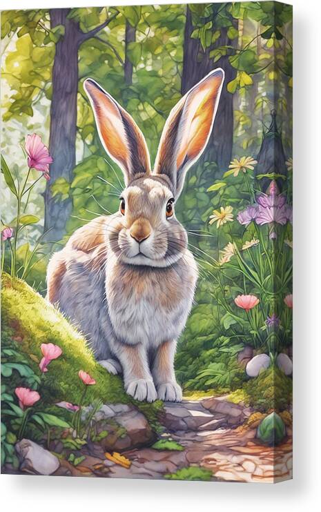 Hare Canvas Print featuring the digital art Wild Hare by Manjik Pictures
