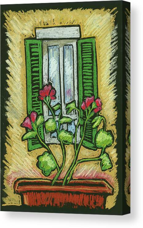 Still Life Canvas Print featuring the drawing Window in Italy by Catharine Gallagher