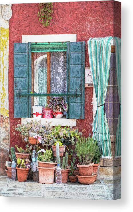 Venice Canvas Print featuring the photograph Window Flowers of Venice by David Letts