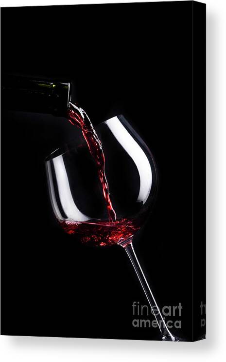 Wine Canvas Print featuring the photograph Wine glass on black by Jelena Jovanovic