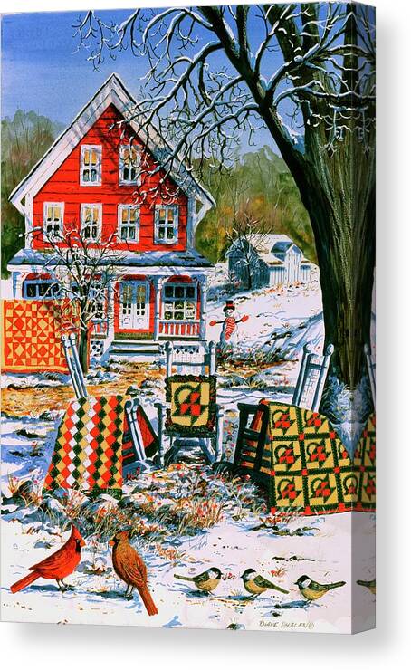 Winter Canvas Print featuring the painting Winter Joy by Diane Phalen