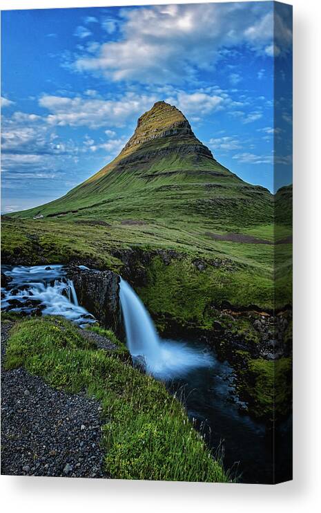 Iceland Canvas Print featuring the photograph Witch's Hat Falls by Tom Singleton