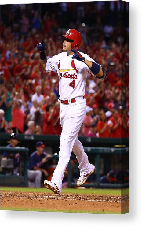 St. Louis Cardinals Canvas Print featuring the photograph Yadier Molina by Dilip Vishwanat