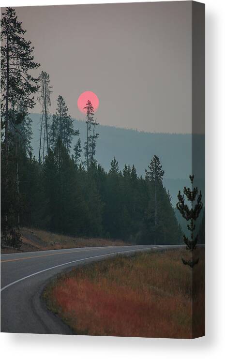 Mountain Canvas Print featuring the photograph Yellowstone Pink Sunrise by Go and Flow Photos