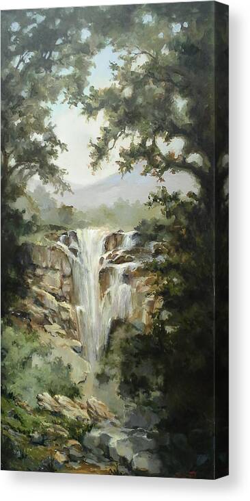 Landscape Canvas Print featuring the painting Waterfall #1 by Tigran Ghulyan