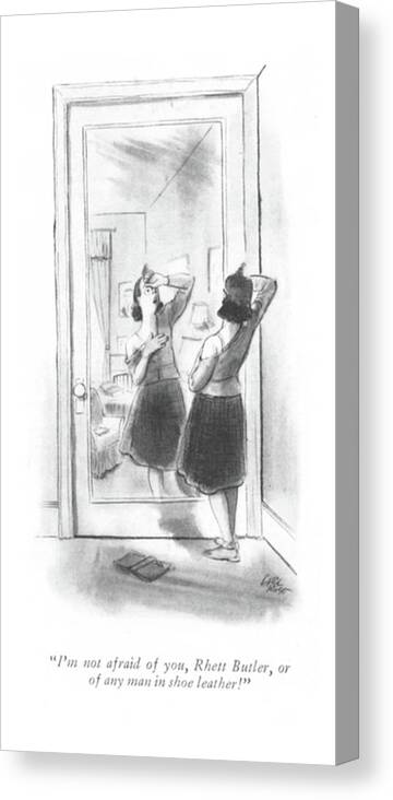 110144 Cro Carl Rose Girl In Front Of A Mirror.
 Act Acting Actress Adolescence Adolescent Adolescents Age Author Authors Bestseller Book Books Essay Essays ?ction Front Girl Gone Literature Manuscript Mirror Novel Novels Publication Publications Publishing Stories Story Teen Teenage Teenager Teenagers Teens Wind Writer Writers Youth Canvas Print featuring the drawing I'm Not Afraid by Carl Rose