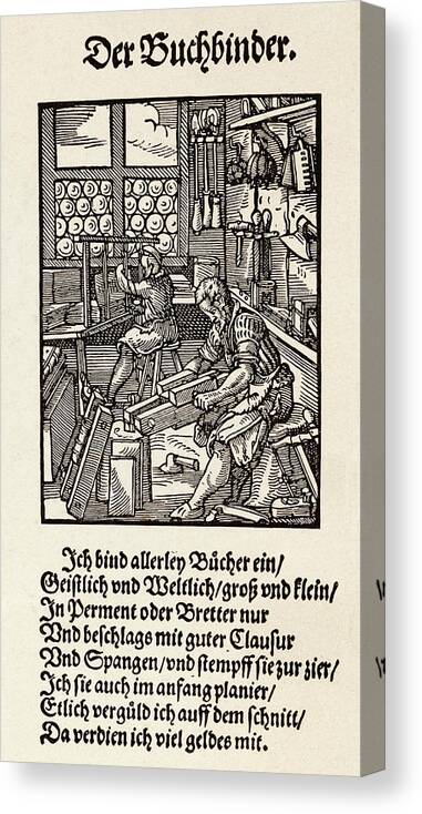 Book Canvas Print featuring the drawing Interior Of A German Book- Binding by Mary Evans Picture Library