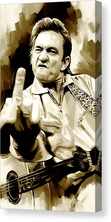 Johnny Cash Paintings Canvas Print featuring the painting Johnny Cash Artwork 2 by Sheraz A
