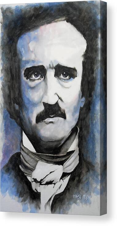 Celebrity Canvas Print featuring the painting Never More - Poe by William Walts