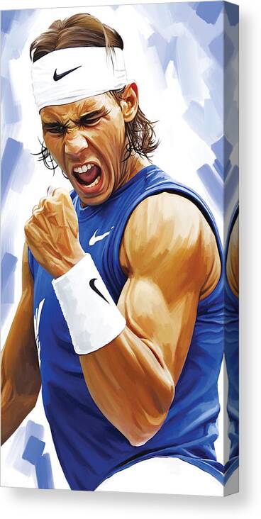 Rafael Nadal Paintings Canvas Print featuring the painting Rafael Nadal Artwork by Sheraz A