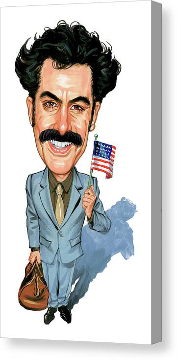 Borat Sagdiyev Canvas Print featuring the painting Sacha Baron Cohen as Borat Sagdiyev by Art 