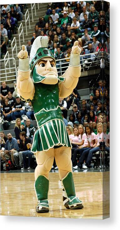 Michigan State University Canvas Print featuring the photograph Sparty at Basketball Game by John McGraw