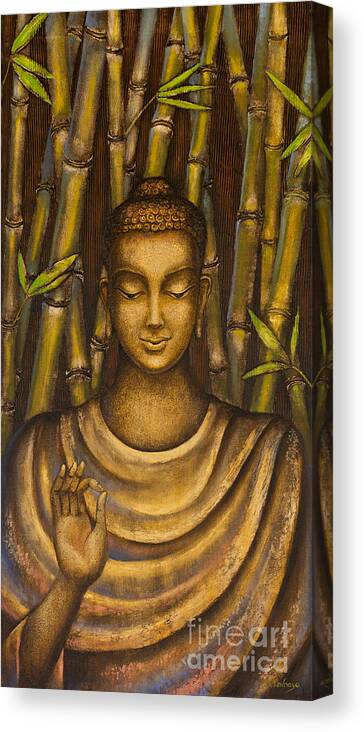 Buddha Canvas Print featuring the painting Stillness speaks by Yuliya Glavnaya