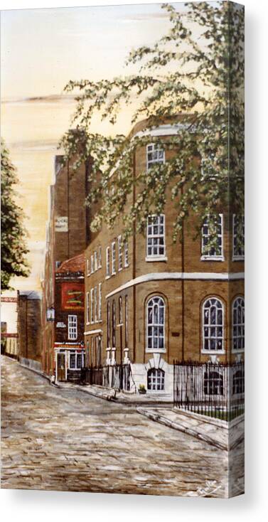 Wapping Canvas Print featuring the painting Sunrise on Wapping High Street London by Mackenzie Moulton