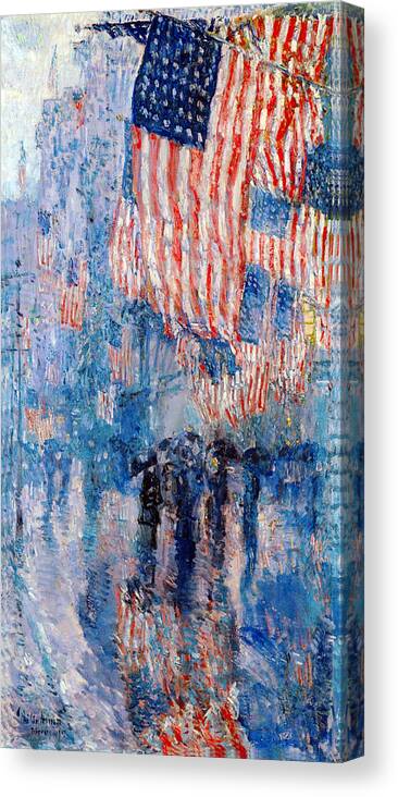 Frederick Childe Hassam Canvas Print featuring the digital art The Avenue In The Rain by Frederick Childe Hassam