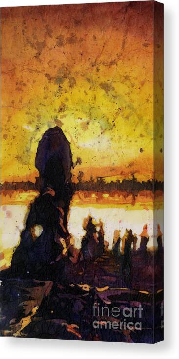 Angkor Wat Canvas Print featuring the painting Angkor Sunrise #1 by Ryan Fox