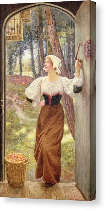 Tithe In Kind Canvas Print featuring the painting Tithe in Kind by Edward Robert Hughes