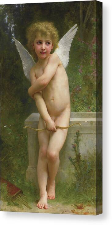 William-adolphe Bouguereau Canvas Print featuring the painting Angel by Adolphe William Bouguereau
