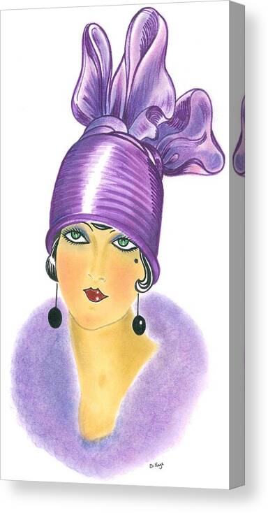 Art Deco Canvas Print featuring the painting Art Deco Lady - Phoebe by Di Kaye
