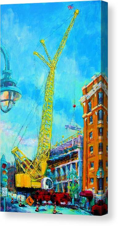 Cityscape Canvas Print featuring the painting Big Yellow by Les Leffingwell