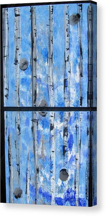 Land Canvas Print featuring the painting Birch Trees - Blue by Jacqueline Athmann