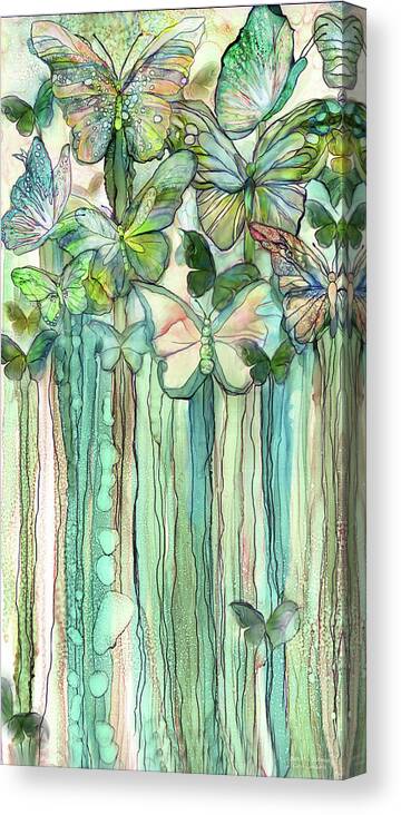 Carol Cavalaris Canvas Print featuring the mixed media Butterfly Bloomies 2 - Peach by Carol Cavalaris