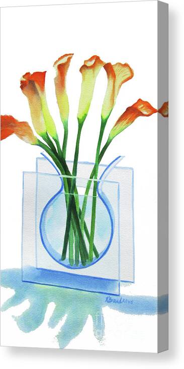 Paintings Canvas Print featuring the painting Calla Lilies by Kathy Braud