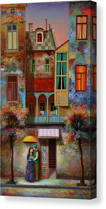 Couple In Love Canvas Print featuring the painting Couple in love by David Martiashvili