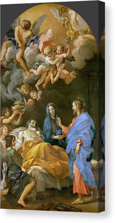 Carlo Maratta Canvas Print featuring the painting Death of Saint Joseph by Carlo Maratta