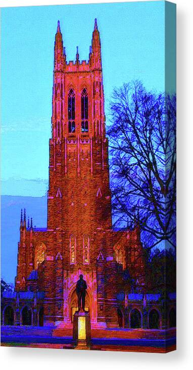 Duke University Canvas Print featuring the mixed media Duke University Chapel by DJ Fessenden