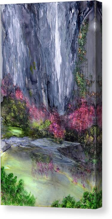 Abstract Landscape Canvas Print featuring the painting Emerald Grotto by Charlene Fuhrman-Schulz