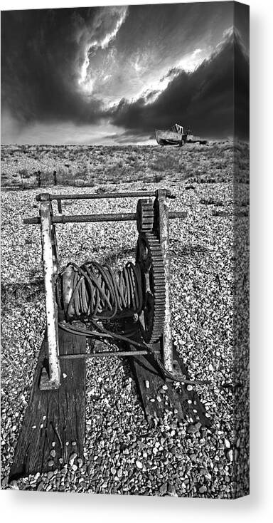 Winch Canvas Print featuring the photograph Fishing Boat Graveyard 8 by Meirion Matthias