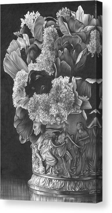 Flowers Canvas Print featuring the drawing Flowers by Jerry Winick