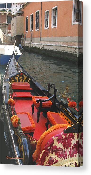 Angelica Dichiara Canvas Print featuring the digital art Gondola Rossa Venice Italy by Italian Art