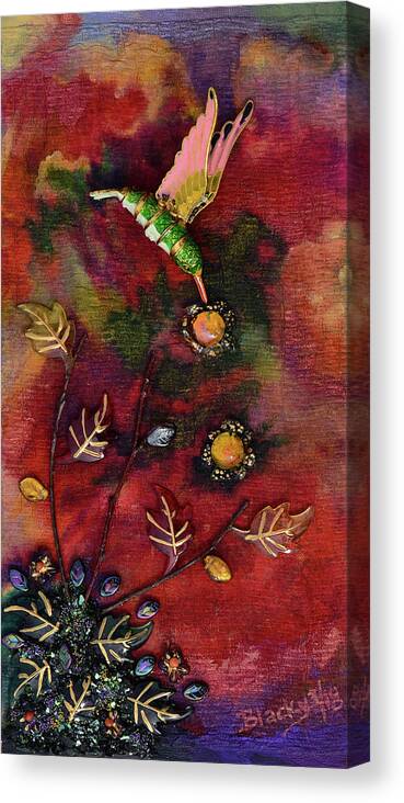 Hummingbird Canvas Print featuring the mixed media Last Nectar Of Autumn by Donna Blackhall