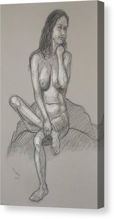 Realism Canvas Print featuring the drawing Liliana Legs Crossed by Donelli DiMaria